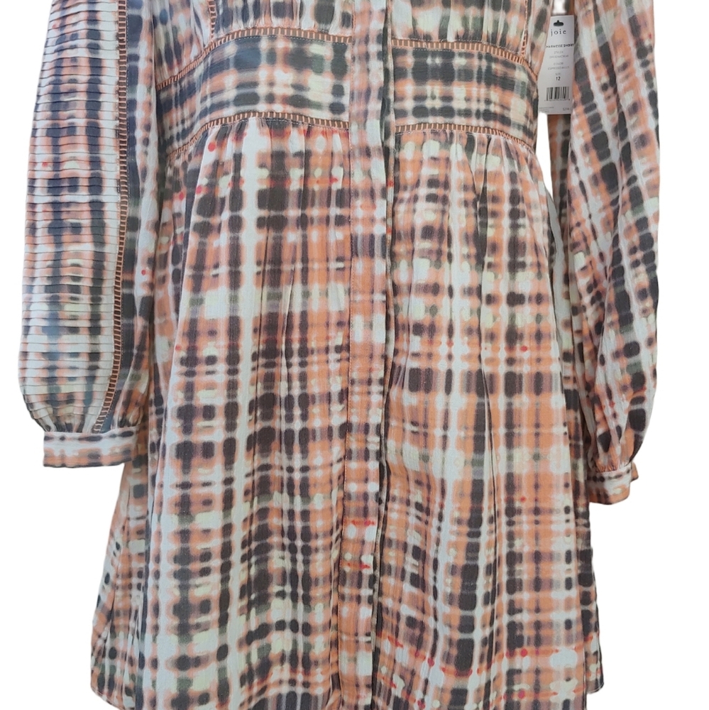 Joie Charmesse Women's Button Front Long Sleeve Dress in Expresso Multi NWT - Picture 11 of 15